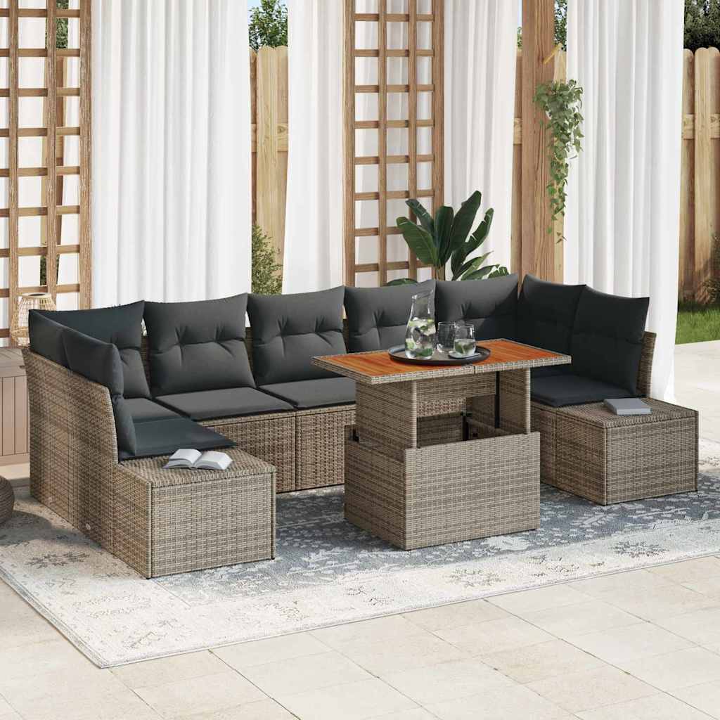 Garten Essgruppe mit Kissen 8 pcs Schwarz und Creme