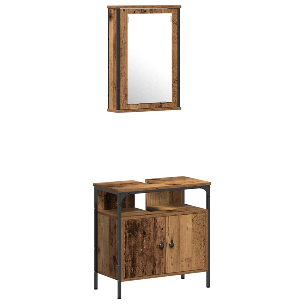 3-tlg. Badmöbel-Set Räuchereiche Holzwerkstoff