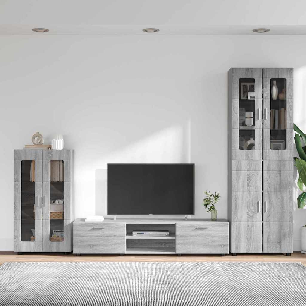 Highboard mit Regal FLORIN Weiß 60 x 35 x 182 cm Holzwerkstoff