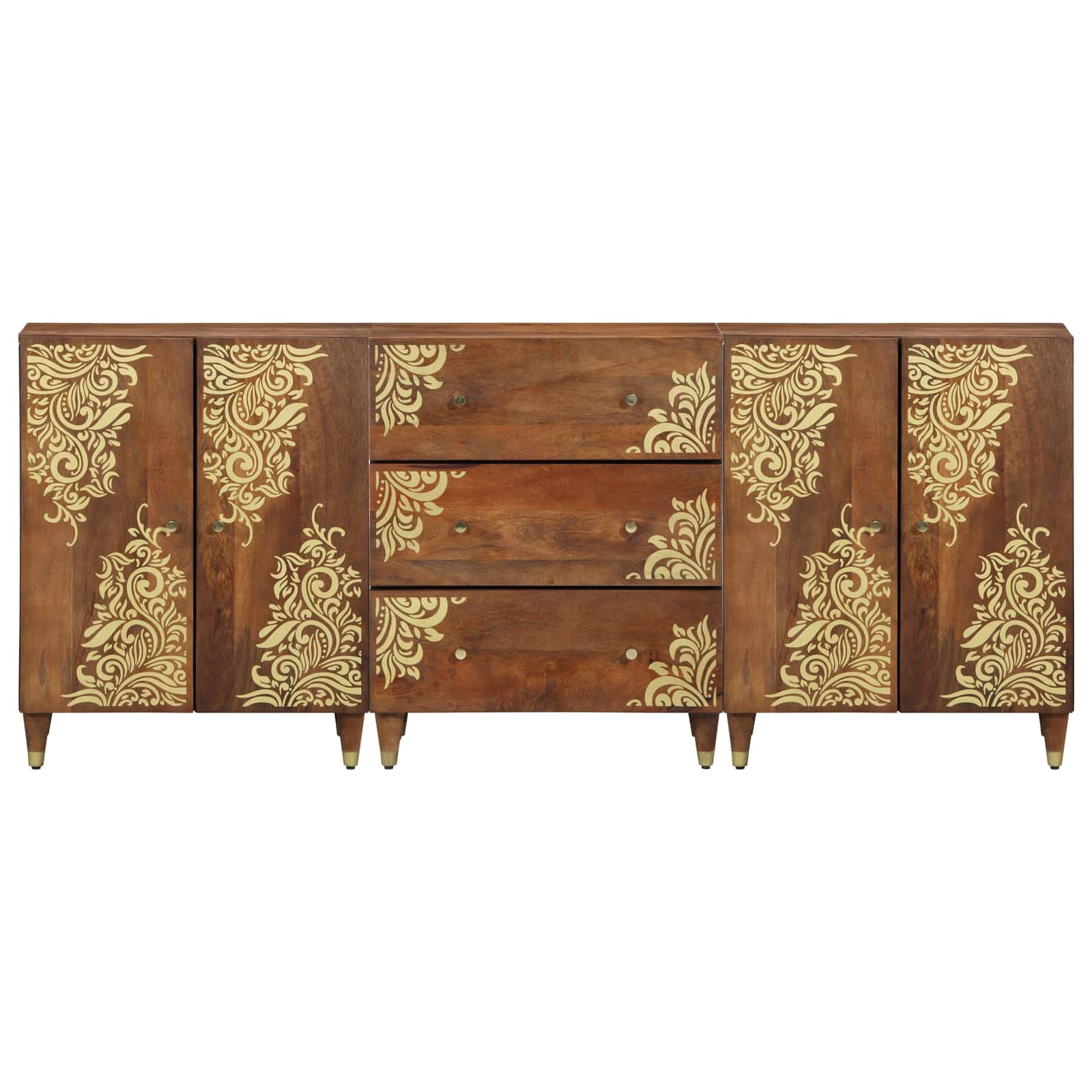 Badezimmerschrank-Set 3 pcs Grau und Gold 180 x 33 x 75 cm