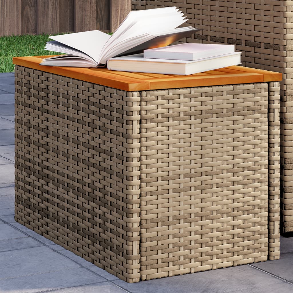 Garten-Beistelltische 2 Stk Schwarz 55x34x37cm Poly Rattan Holz