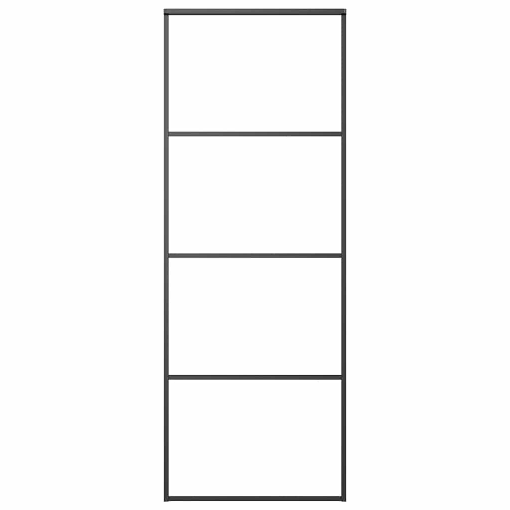Schiebetür Aluminium und ESG Glas 90x205 cm Schwarz