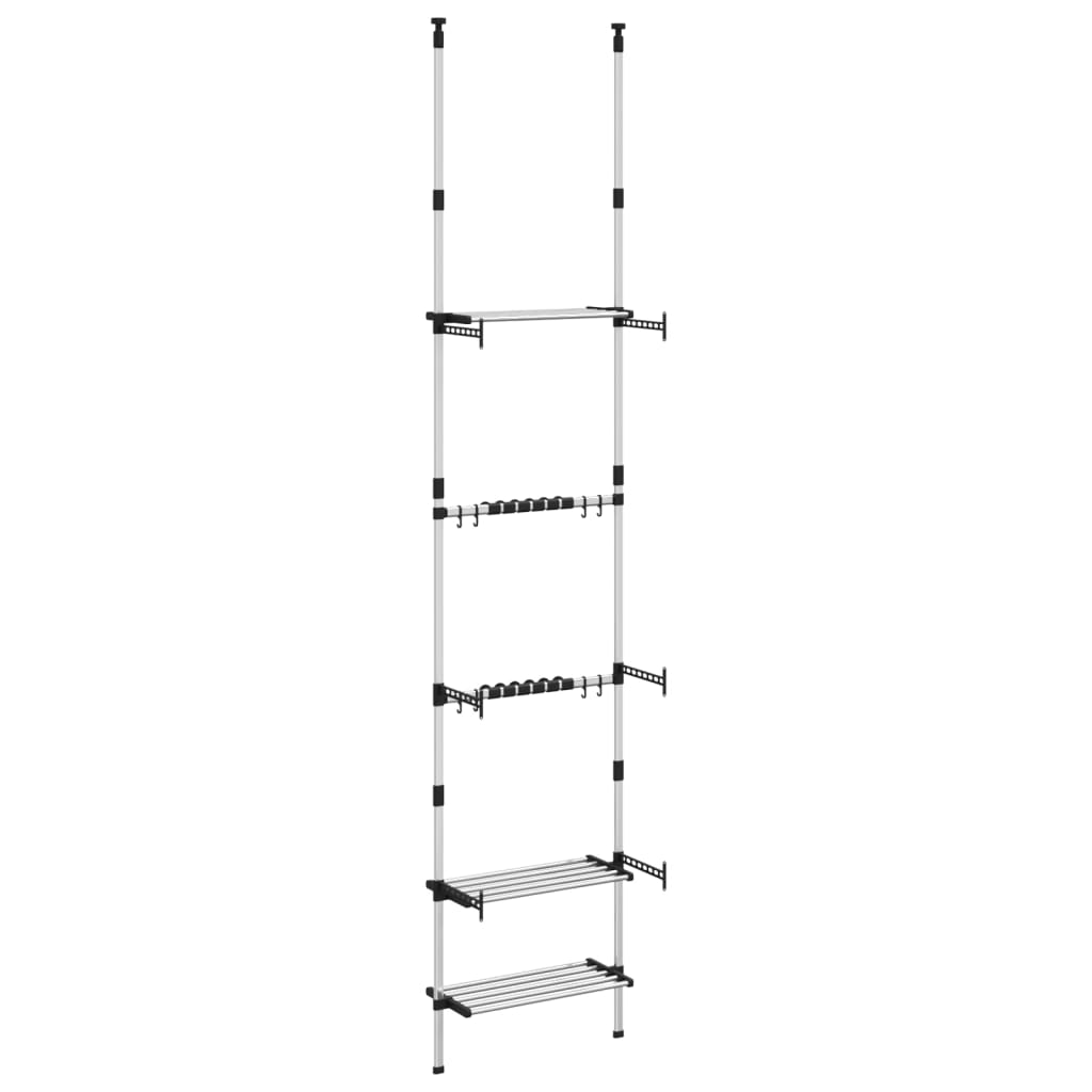 Garderobenständer 3 Etagen Silbern 59x29x192 cm Aluminium