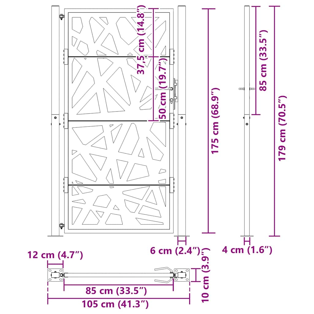 Gartentor Schwarz 100x100 cm Stahl Lichtdesign