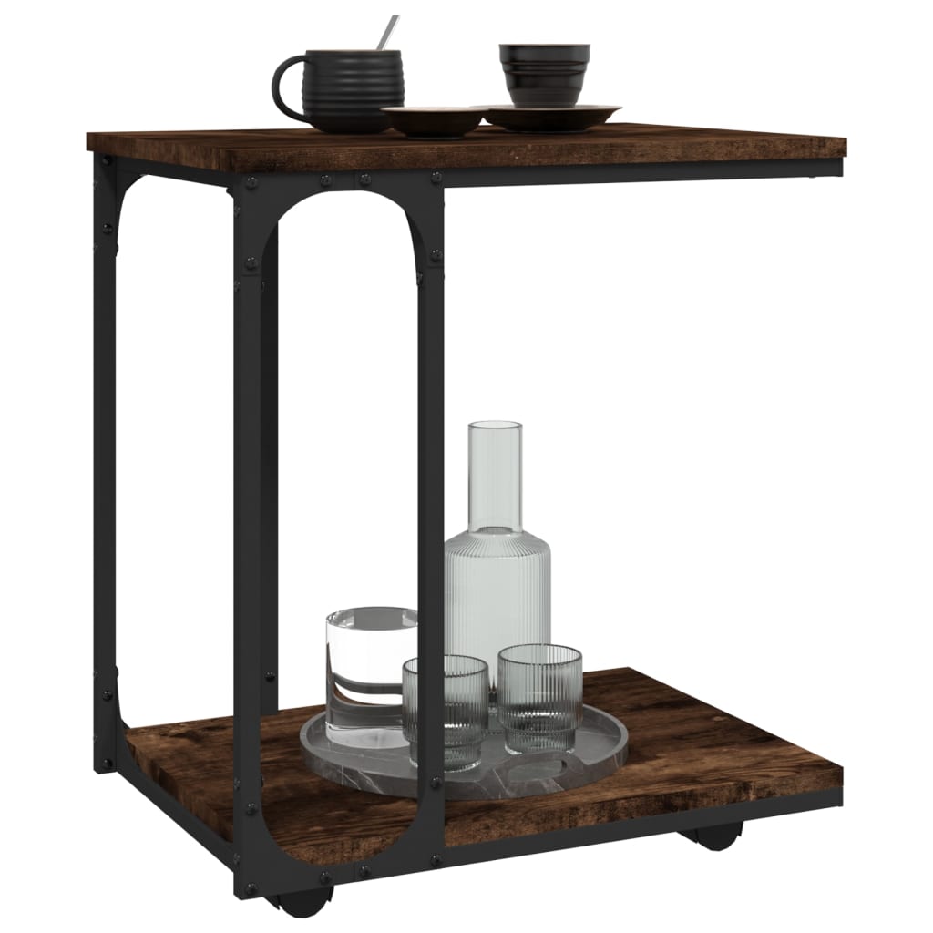 Beistelltisch mit Rollen Schwarz 50x35x55,5 cm Holzwerkstoff