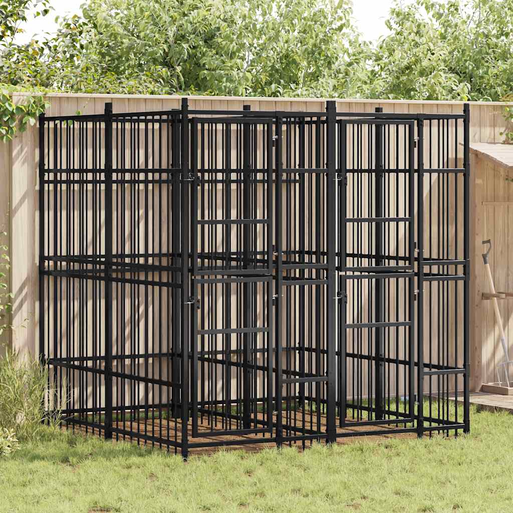 Outdoor-Hundezwinger mit Dach Stahl 1,84 m²