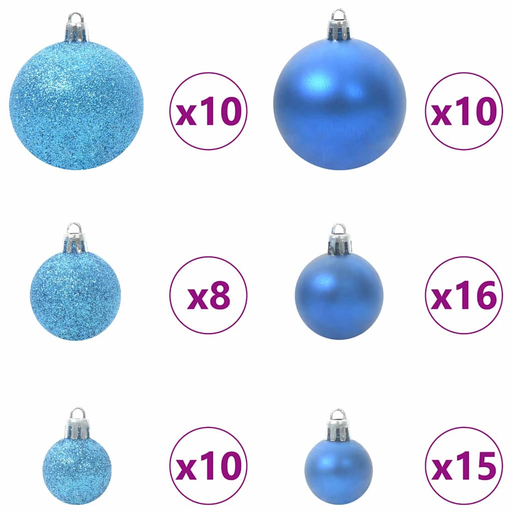 Künstlicher Weihnachtsbaum mit LEDs Kugeln Zapfen 150 cm
