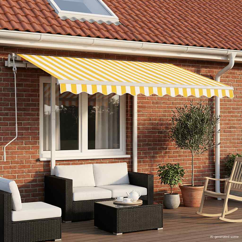 Markise Manuell Einziehbar mit Pfosten 3x2,5 m Creme