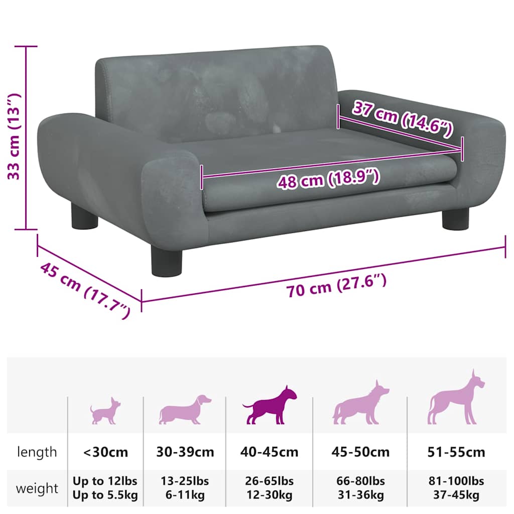 Hundebett Blau 100x54x33 cm Samt