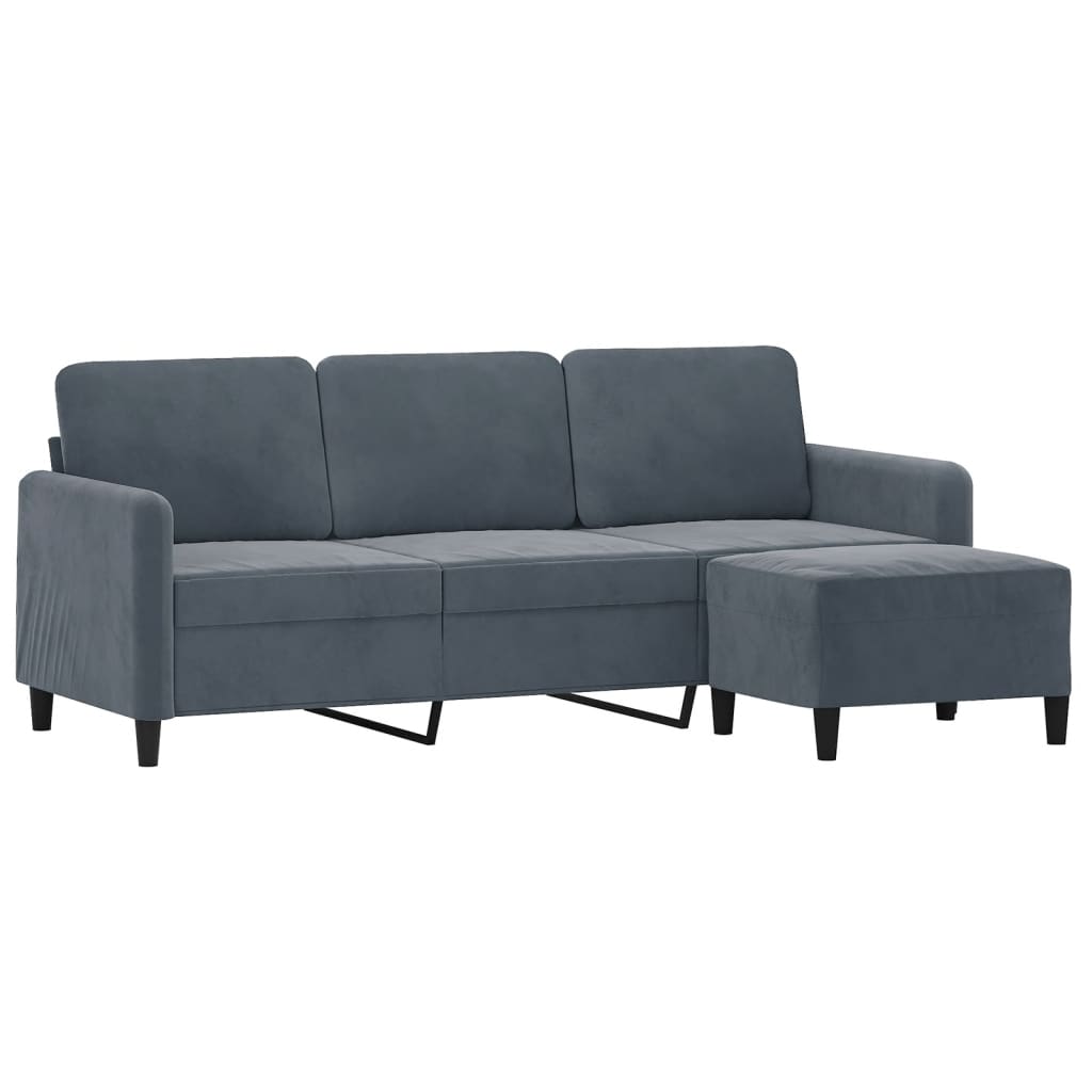 3-Sitzer-Sofa mit Hocker Rosa 180 cm Samt