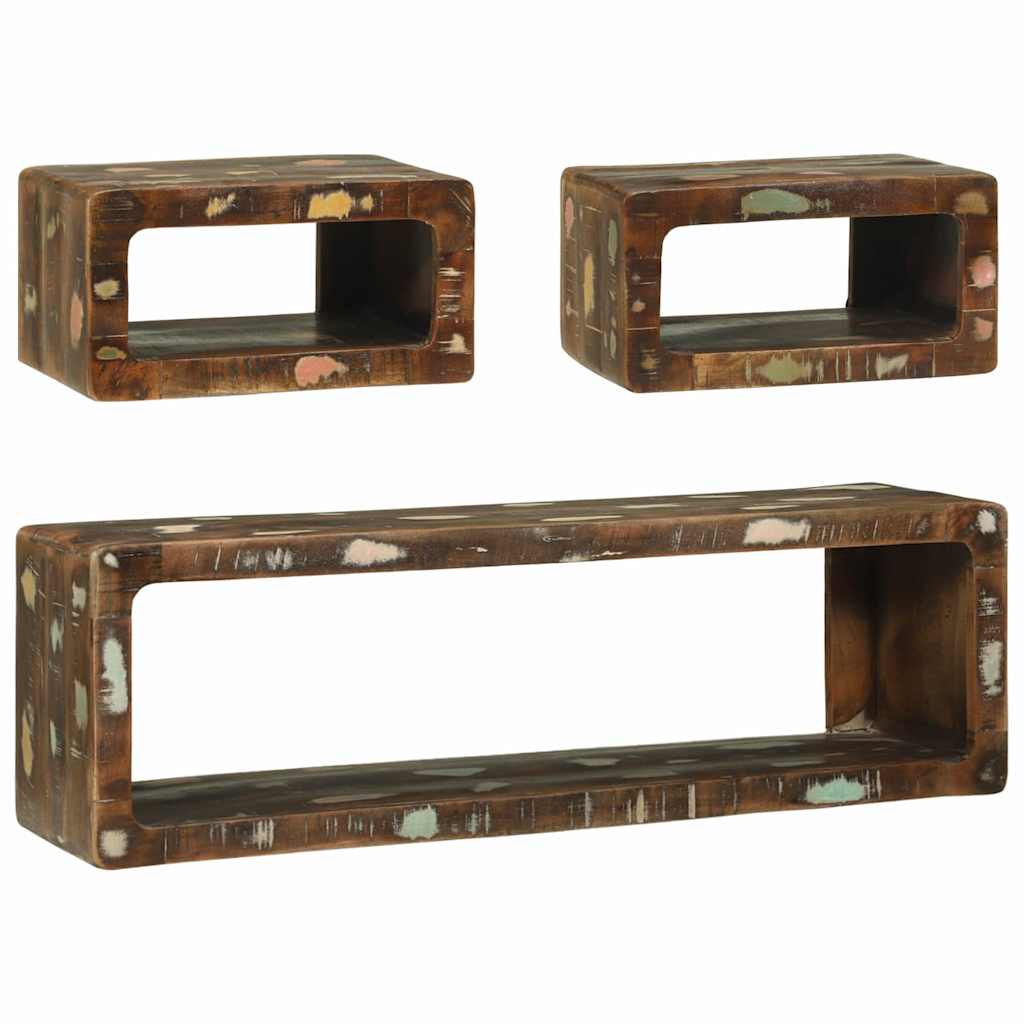 TV-Schrankset mit Regal 3 pcs Braun Massivholz Mango