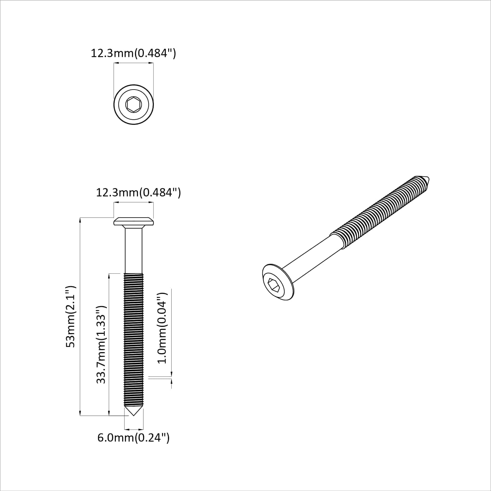 Schraube 2 pcs Silber M6 x 50 mm Stahl