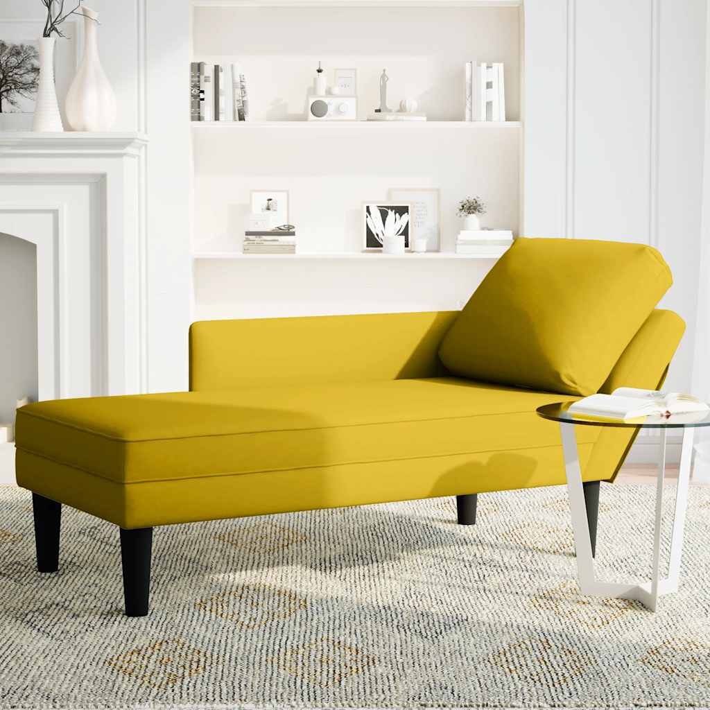 Chaiselongue mit Kissen und Rechter Armlehne Blau Samt