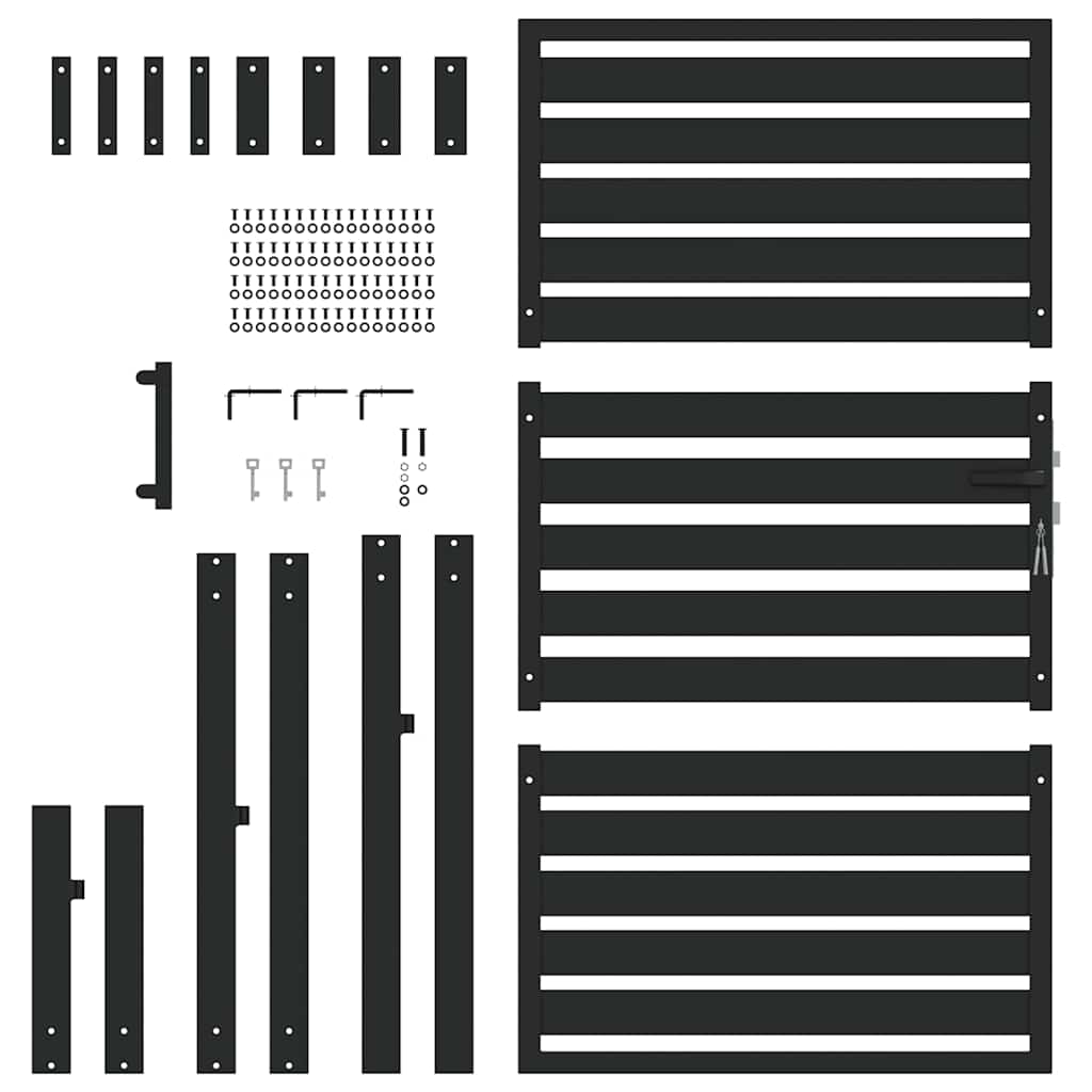 Gartentor Abschließbar Schwarz 100x100 cm Aluminium