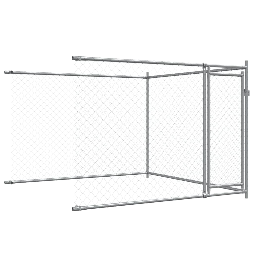 Hundezwinger mit Tür Grau 2x2x1,5 m Verzinkter Stahl