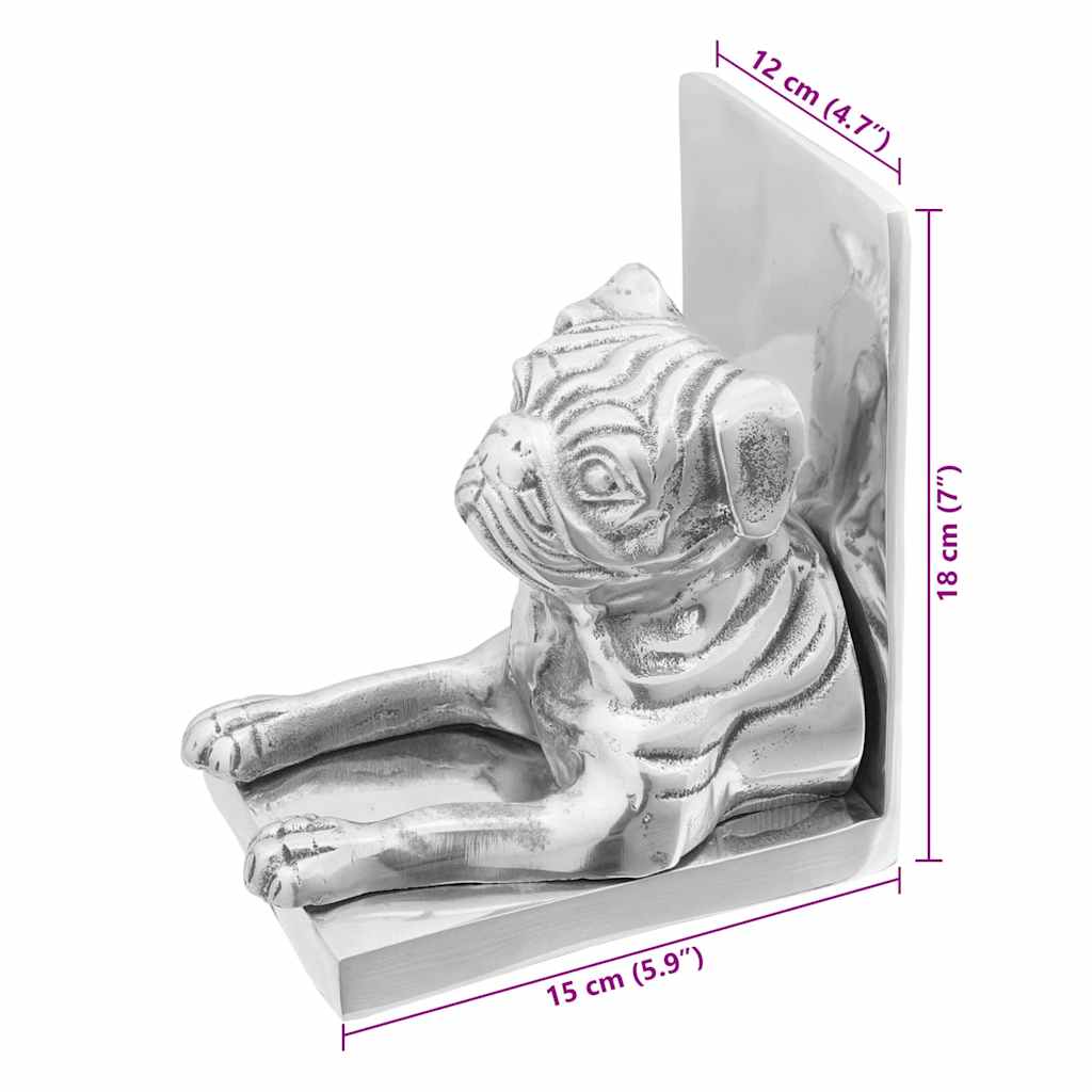 Buchstützen 2 pcs Silber 12 x 9 x 19 cm Aluminium