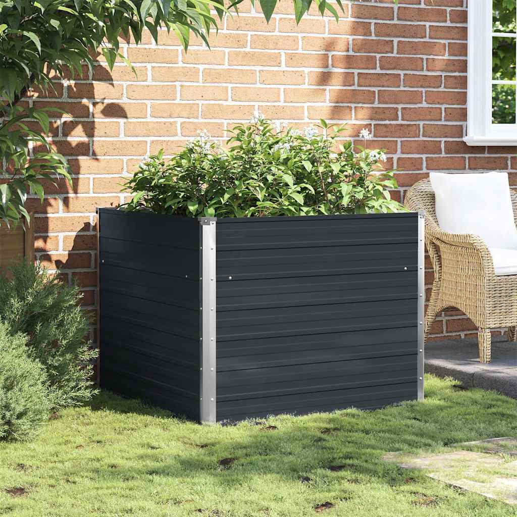 Hochbeet 100 x 100 x 77 cm Verzinkter Stahl Grau