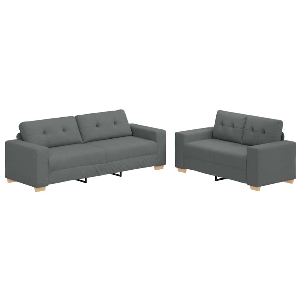 2-teiliges Sofa-Set mit Kissen, hellgrauer Stoff