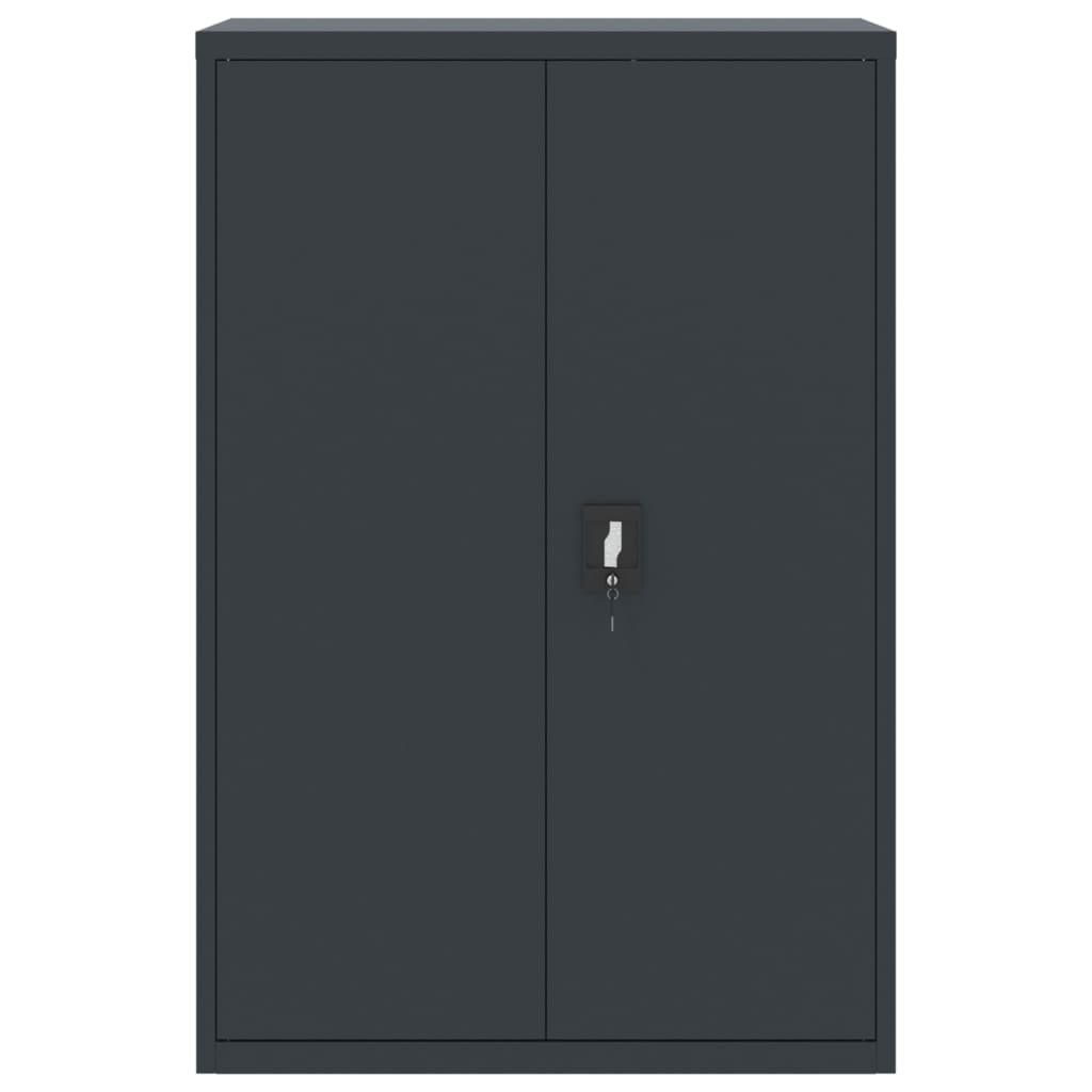 Aktenschrank mit 2 Türen Grau 90 cm Stahl