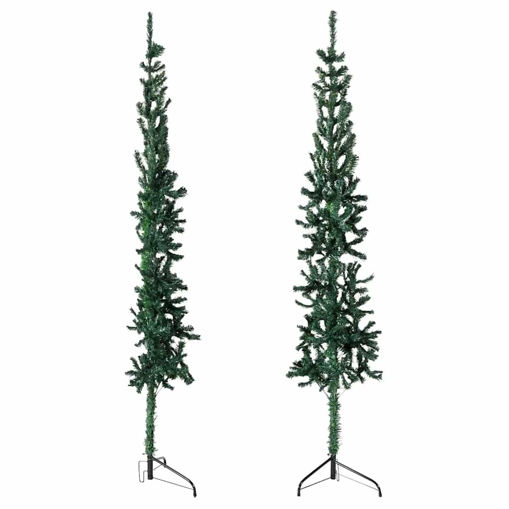 Künstlicher Halb-Weihnachtsbaum mit Ständer Schlank Weiß 180 cm