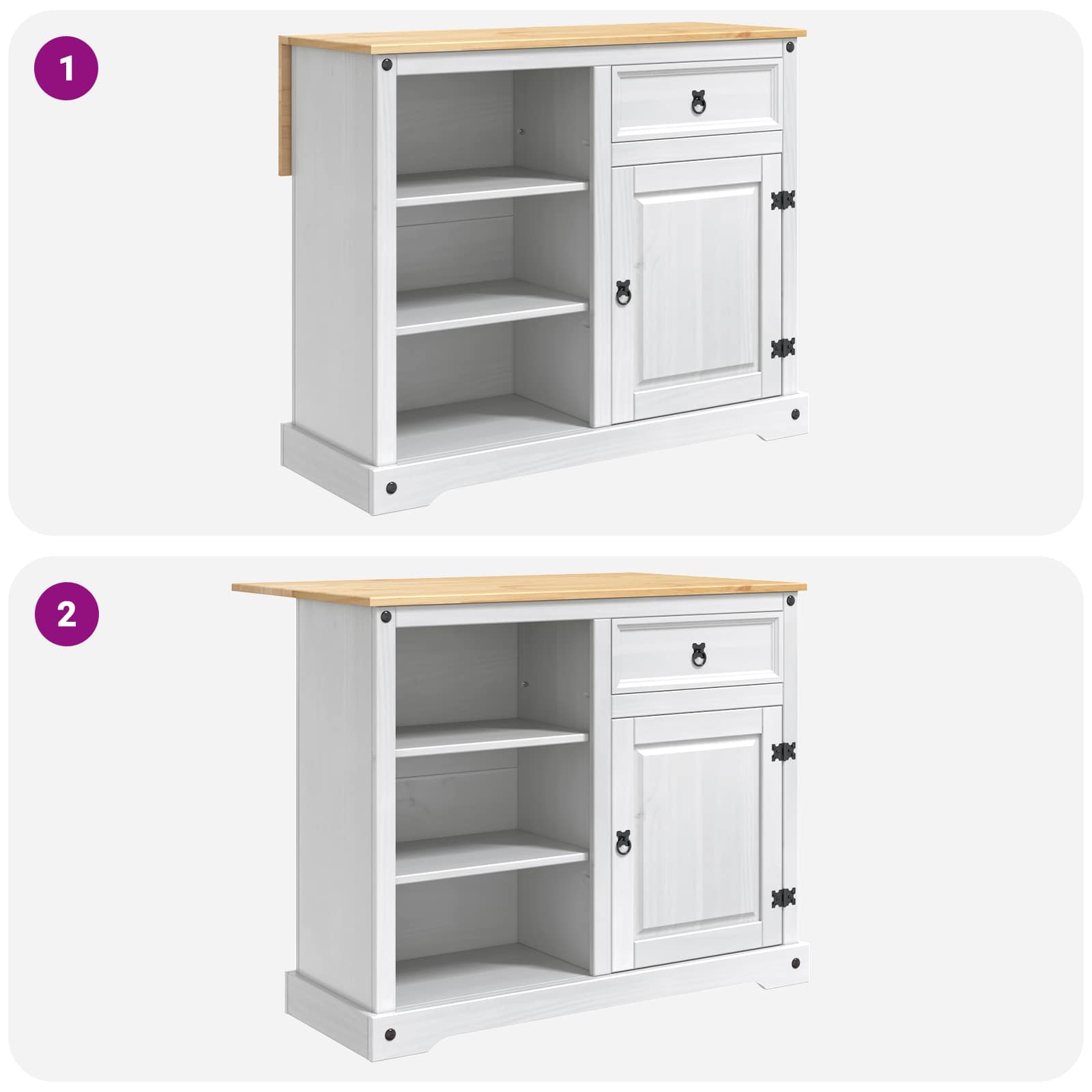 Kücheninsel Set mit Schubladen 3 pcs Honigwachs Massiv-Kiefer