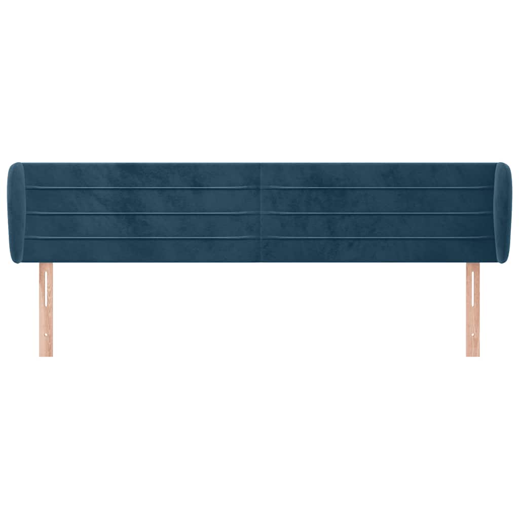 Kopfteil mit Ohren Dunkelblau 203x23x118/128 cm Samt