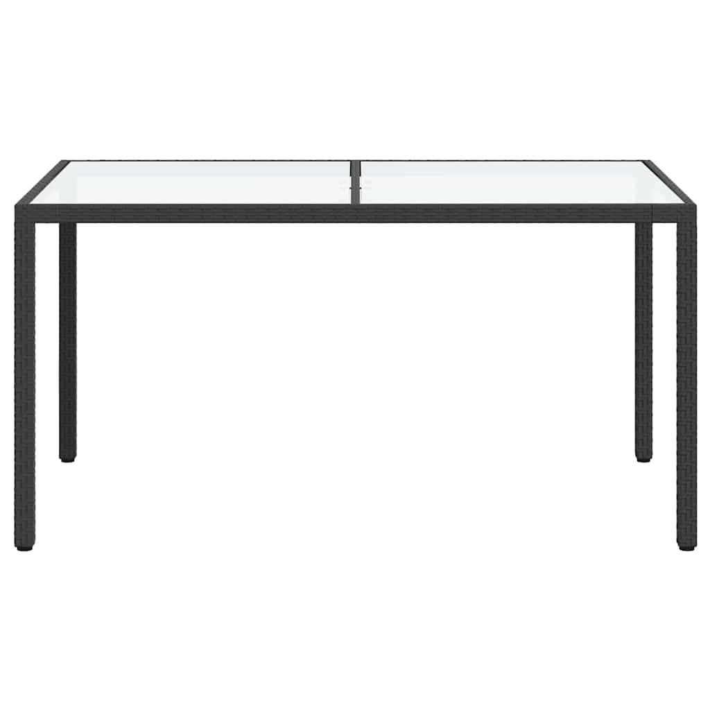 Gartentisch 150x90x75 cm Hartglas und Poly Rattan Grau