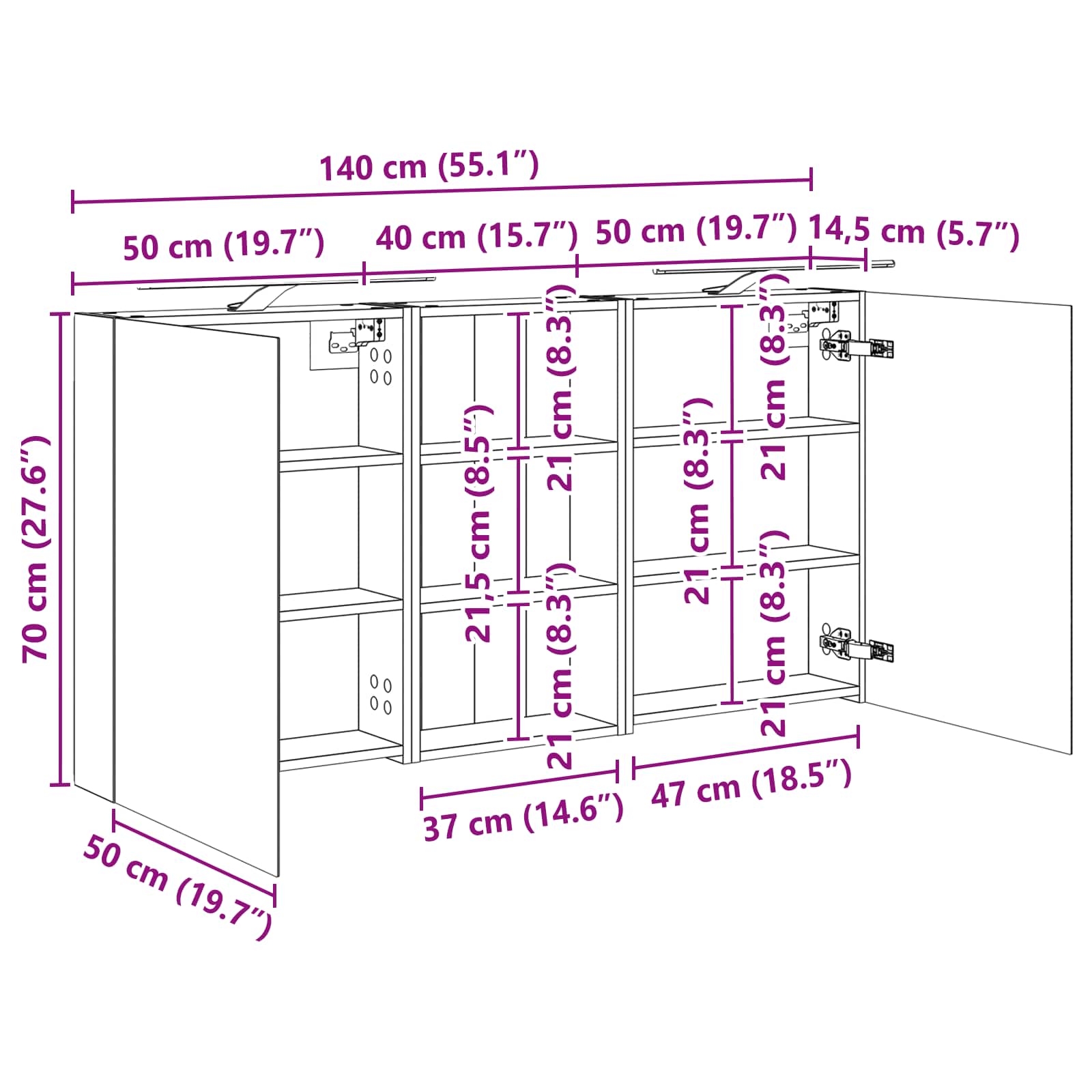 Badezimmerschrank-Set 3 pcs 80 x 10,5 x 50 cm Holzwerkstoff
