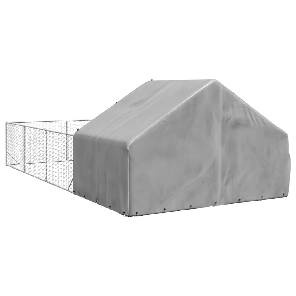 Outdoor-Hundezwinger mit Auslauf 3x3x1,9 m Verzinkter Stahl