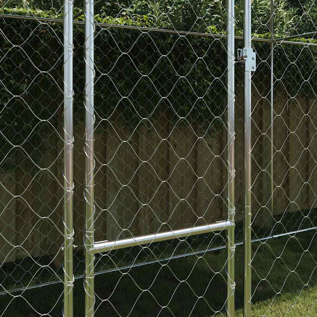 Hundezwinger mit Dach und Tür Grau 2x2x2 m Verzinkter Stahl