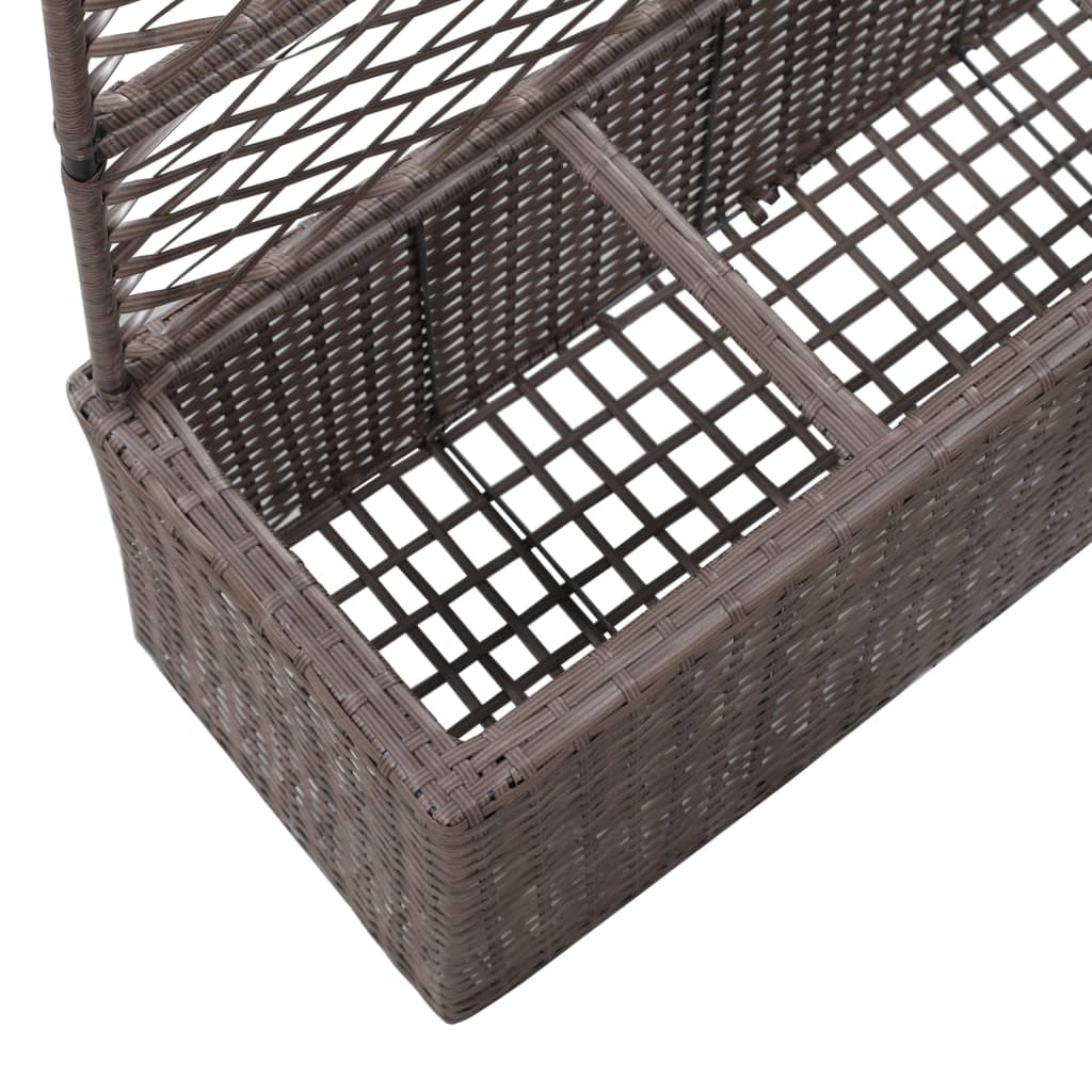 Hochbeet mit Rankgitter 1 Topf 30x30x107cm Poly Rattan Schwarz