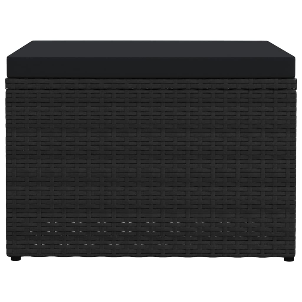 Outdoor-Fußhocker mit Kissen Grau Polyrattan