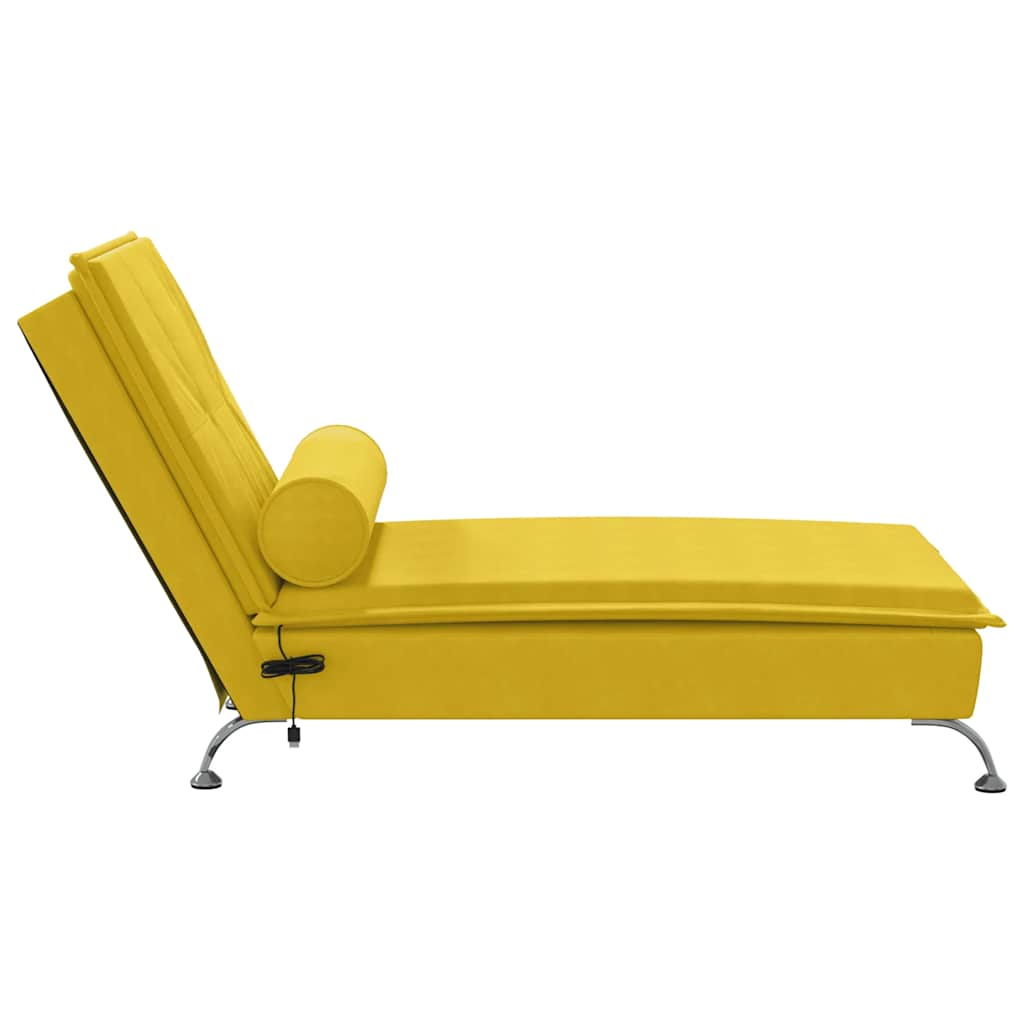 Massage-Chaiselongue mit Nackenrolle Hellgrau Samt