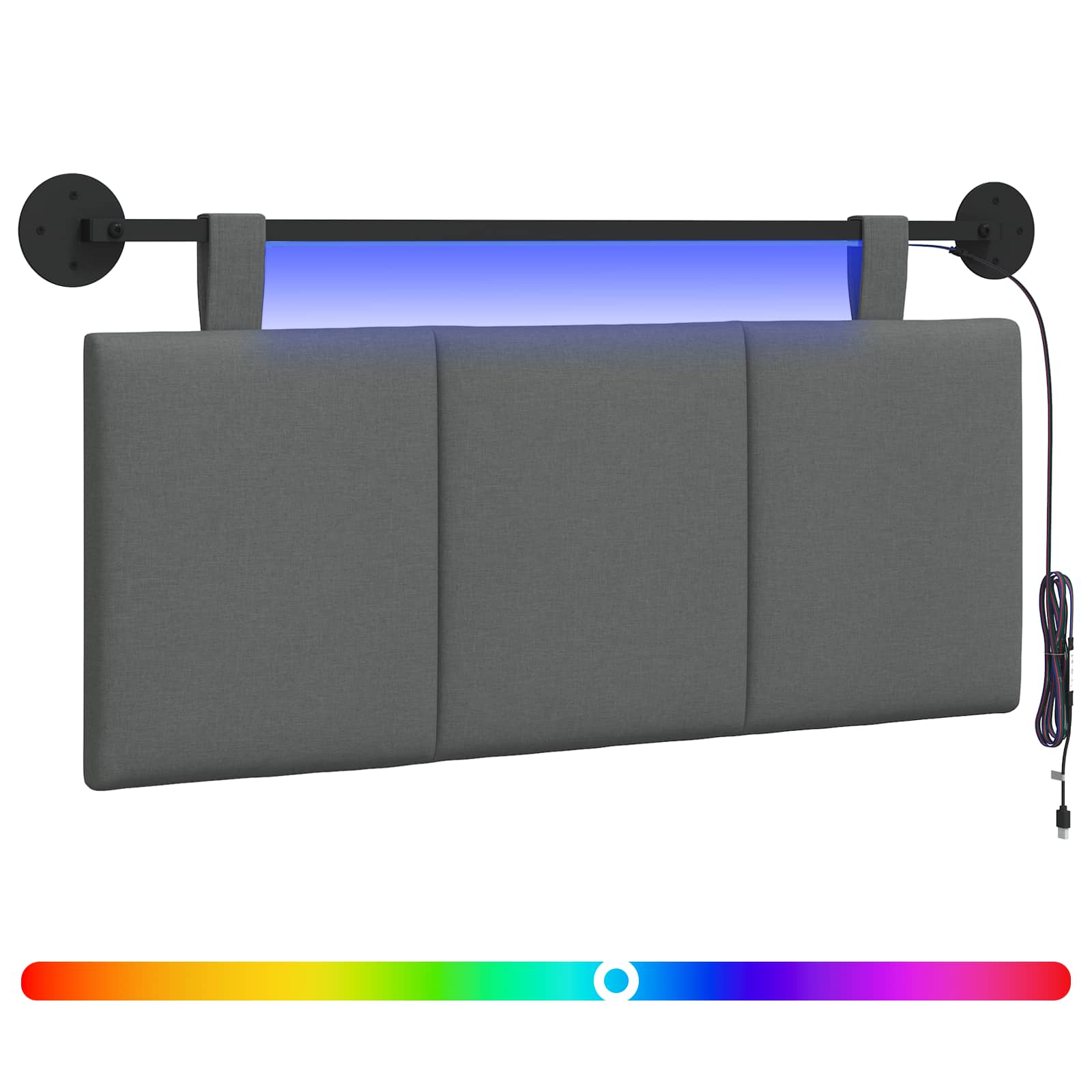 Hängendes Kopfteil Mit LED Licht Wolkengrau Stoff