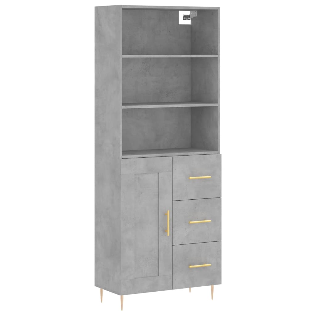 Highboard Hochglanz-Weiß 69,5x34x180 cm Holzwerkstoff