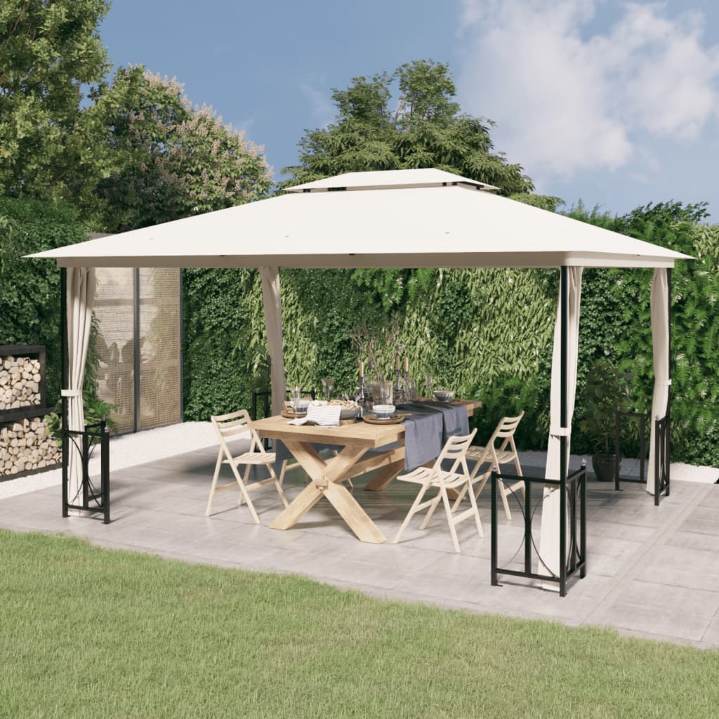 Pavillon mit Seitenwänden & Doppeldach 3x3 m Anthrazit