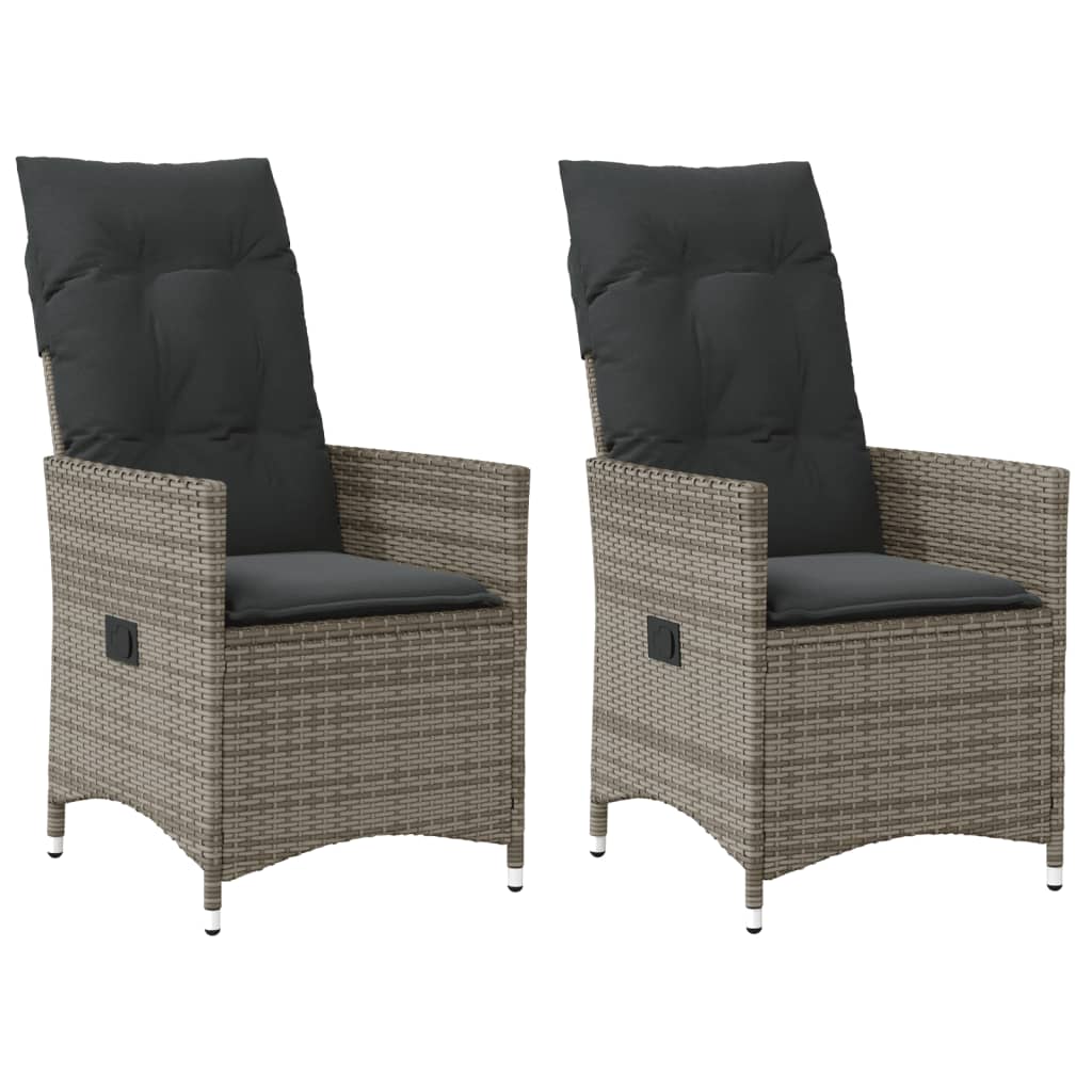 Gartensessel Verstellbar mit Kissen Schwarz Poly Rattan