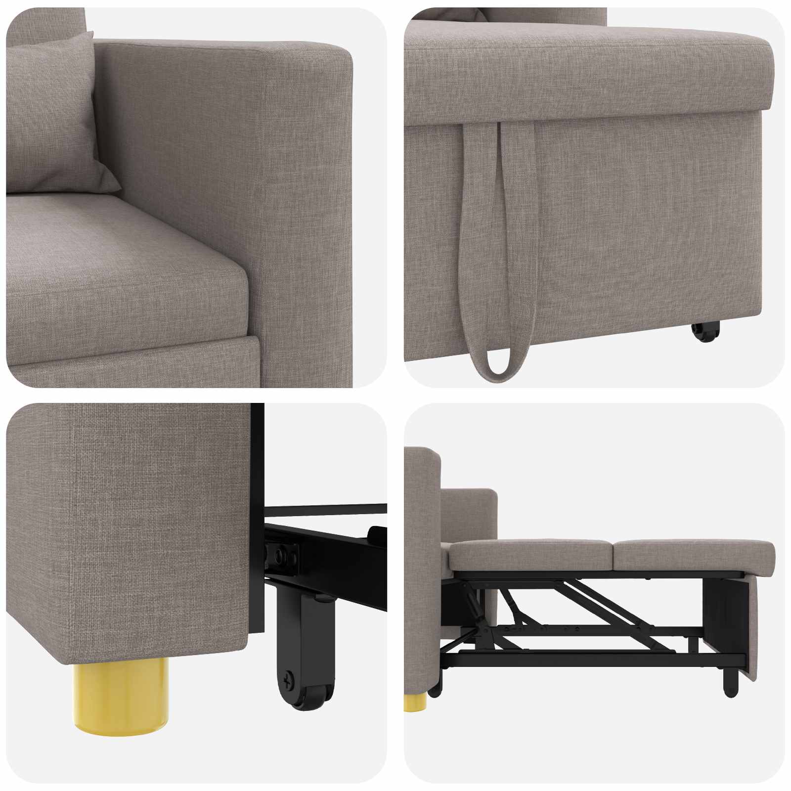 Ausziehbare Schlafcouch Einzel Hellgrau 90 x 165 x 87 cm Stoff
