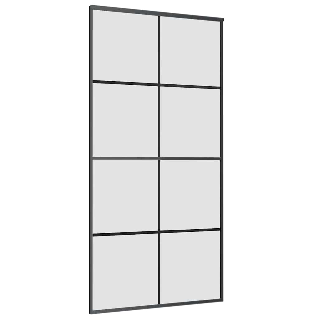 Schiebetür mit Beschlag Schwarz 76x205 cm ESG-Glas