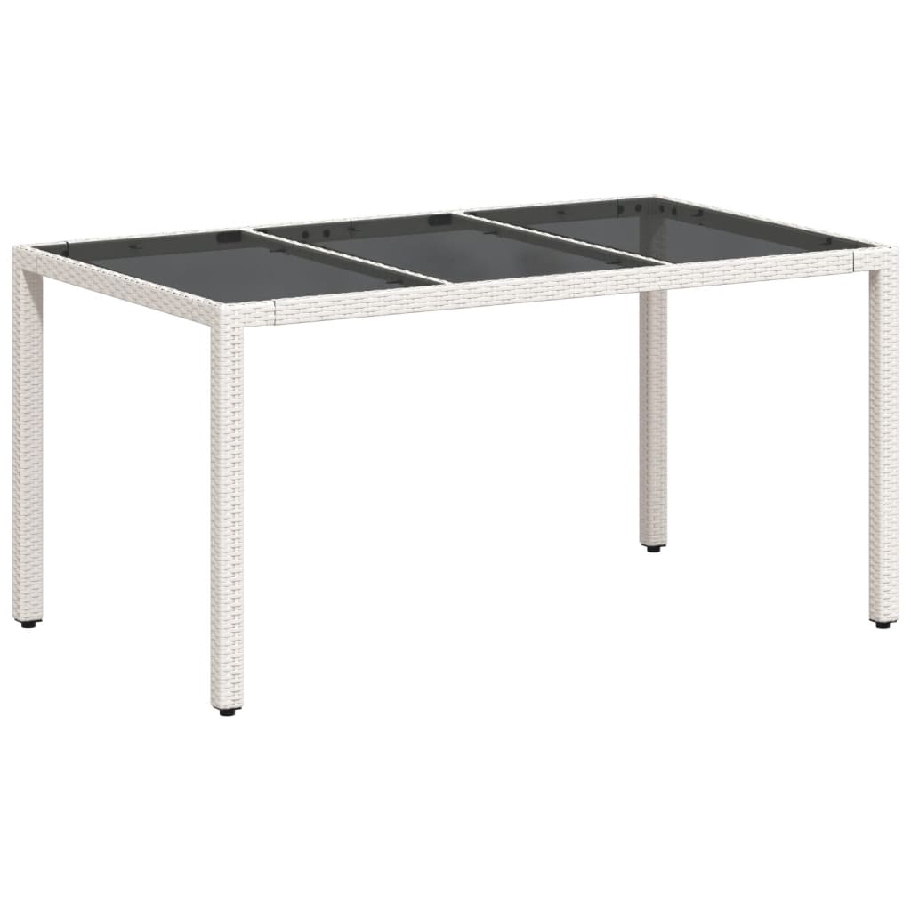 Gartentisch 150x90x75 cm Hartglas und Poly Rattan Schwarz