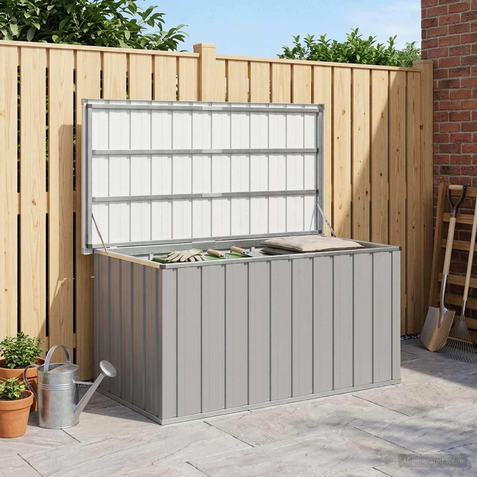 Außenlagerbox Holz 109 x 67 x 65 cm Verzinkter Stahl