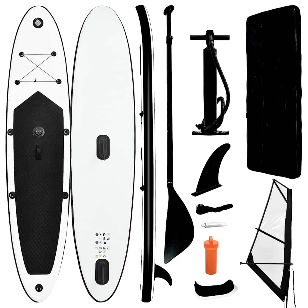 Aufblasbares SUP-Board mit Segel Set Rot und Weiß