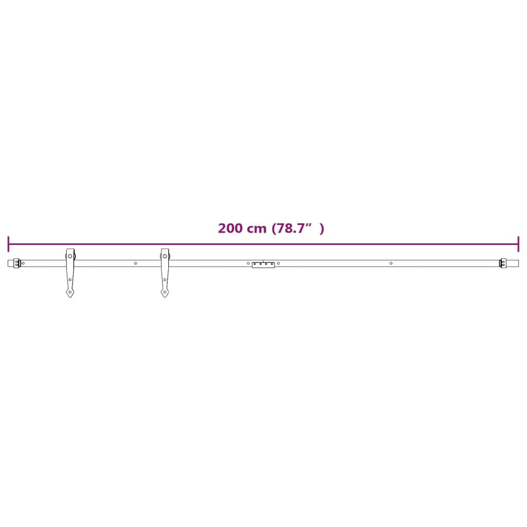 Mini Schiebetürbeschlag Set für Schranktüren Carbonstahl 152 cm