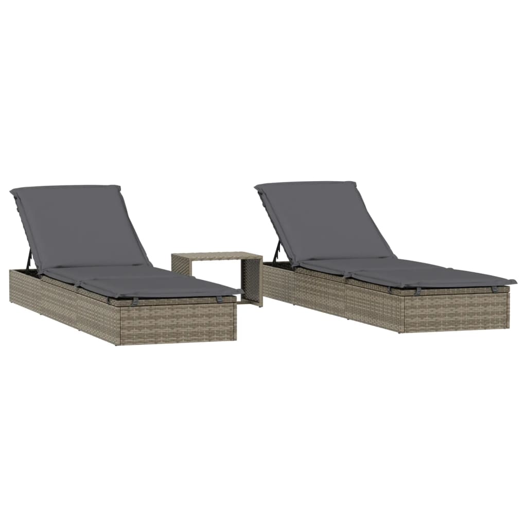 Sonnenliege 1 Stk. mit Tisch Schwarz Poly Rattan