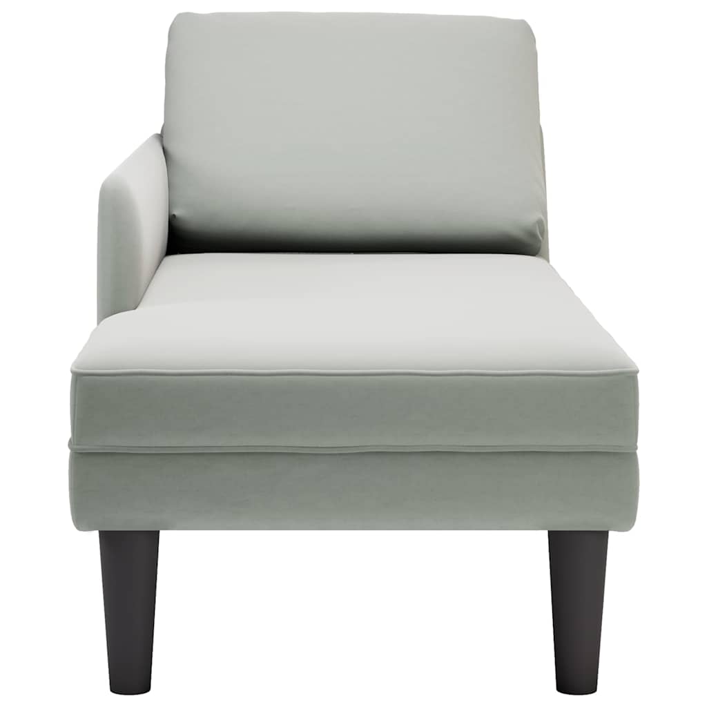 Chaiselongue mit Kissen und Rechter Armlehne Blau Samt