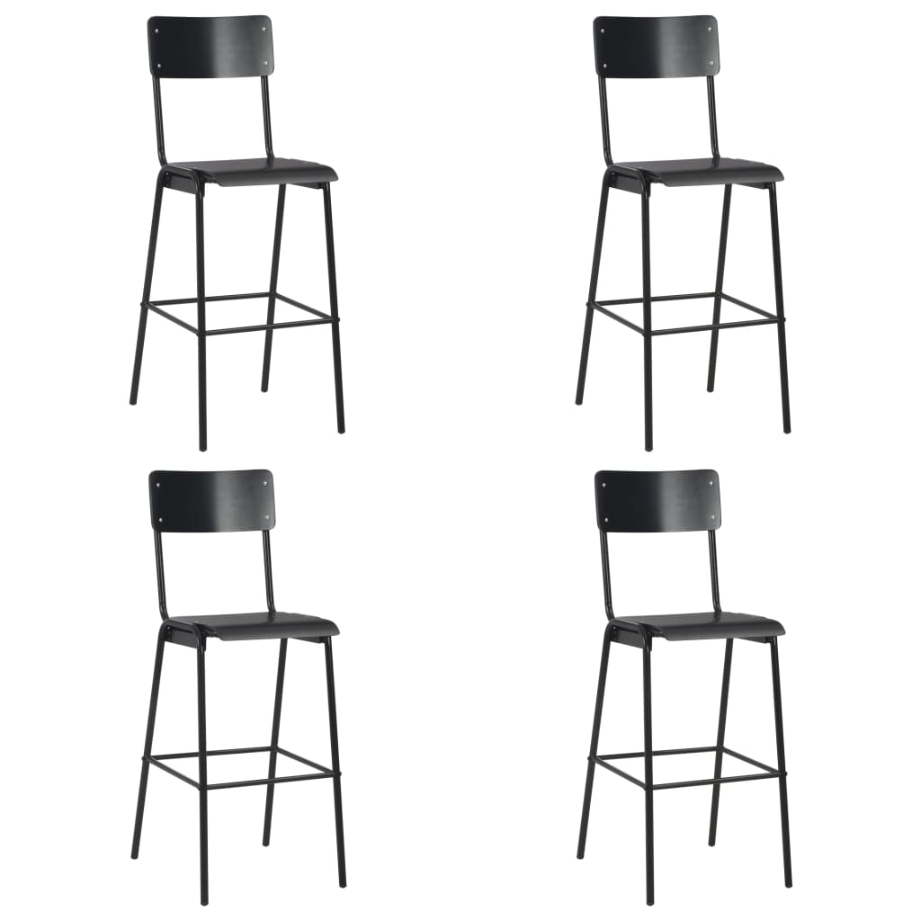 Barhocker 4 Stk. Massives Sperrholz Stahl