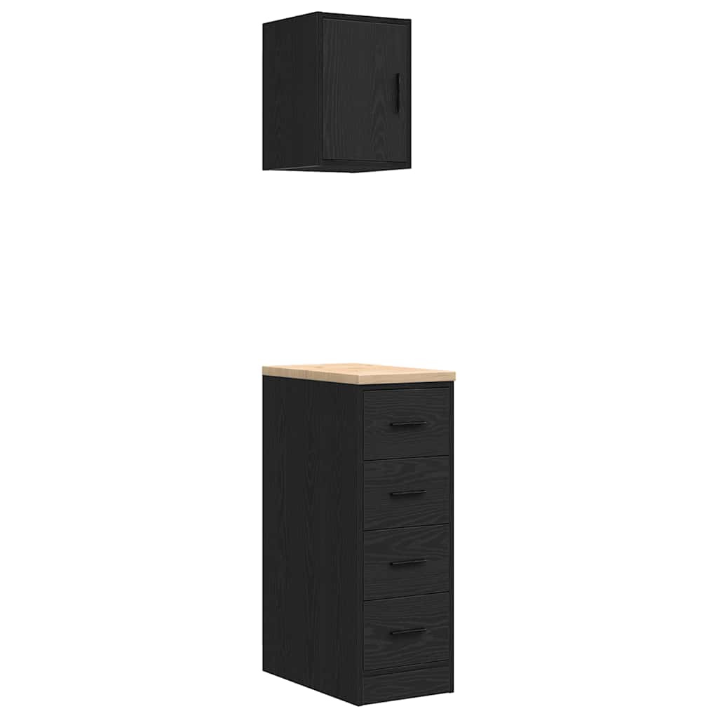 Garagenschränke 2 Stk. Schwarz Holzwerkstoff