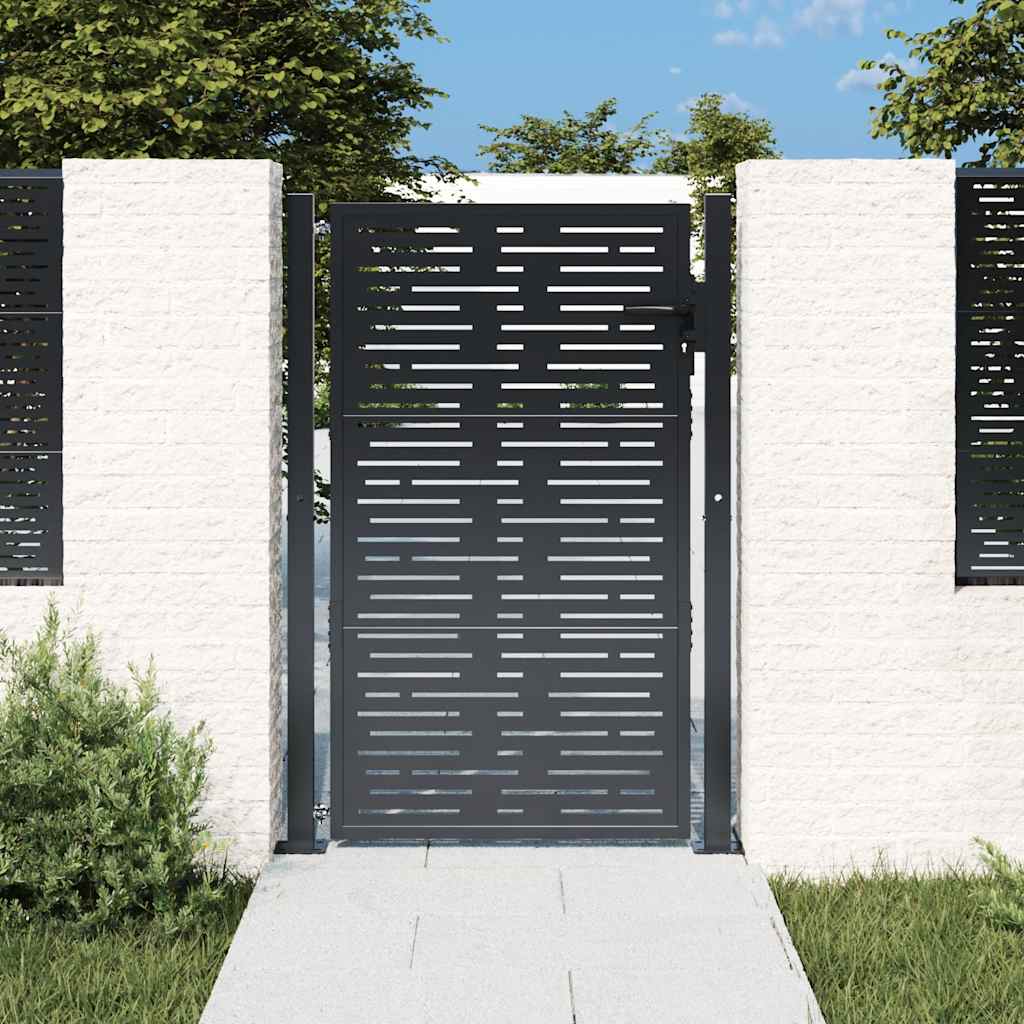 Gartentor Anthrazit 100x175 cm Stahl Quadratisches Design