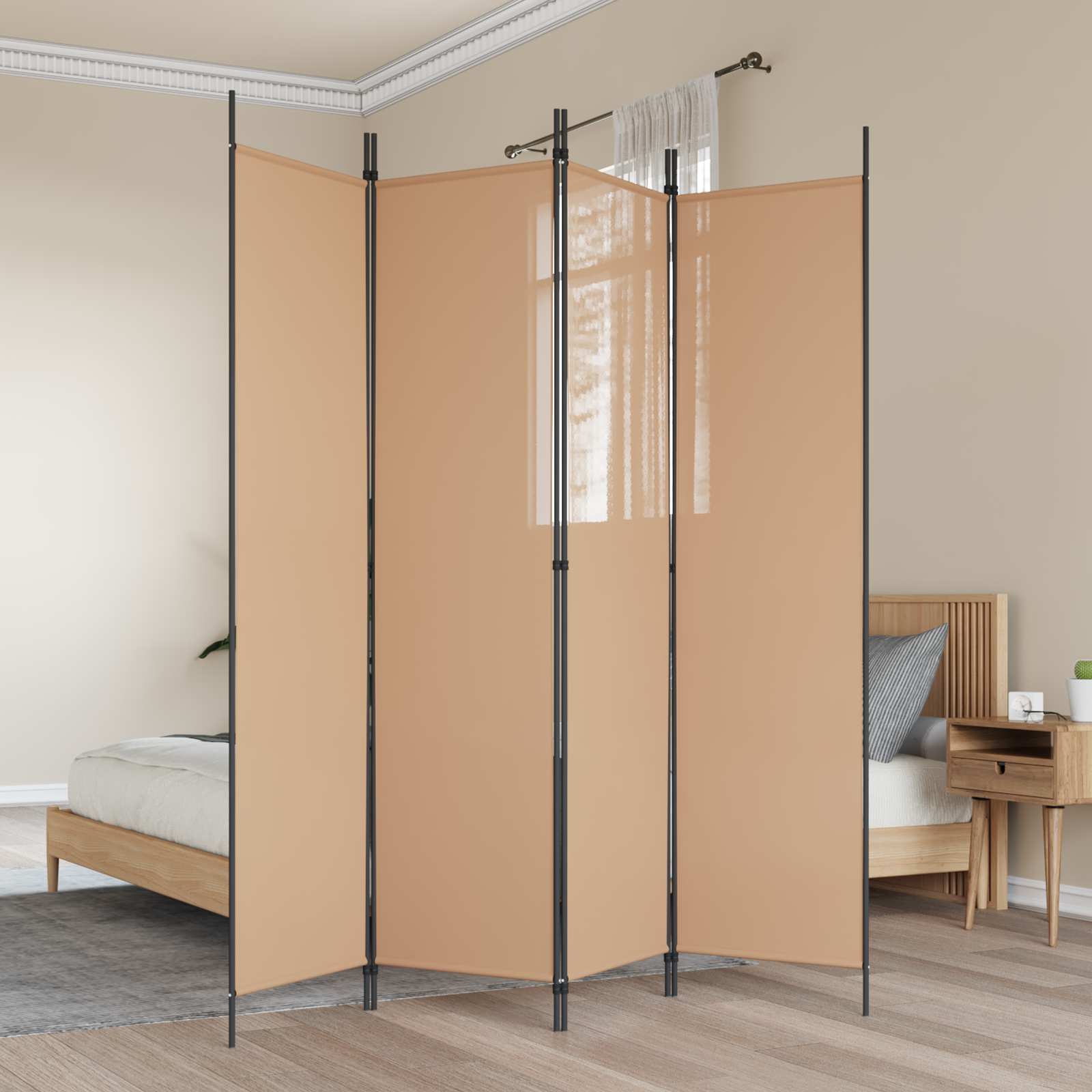 3-tlg. Paravent Schwarz 150x200 cm Stoff