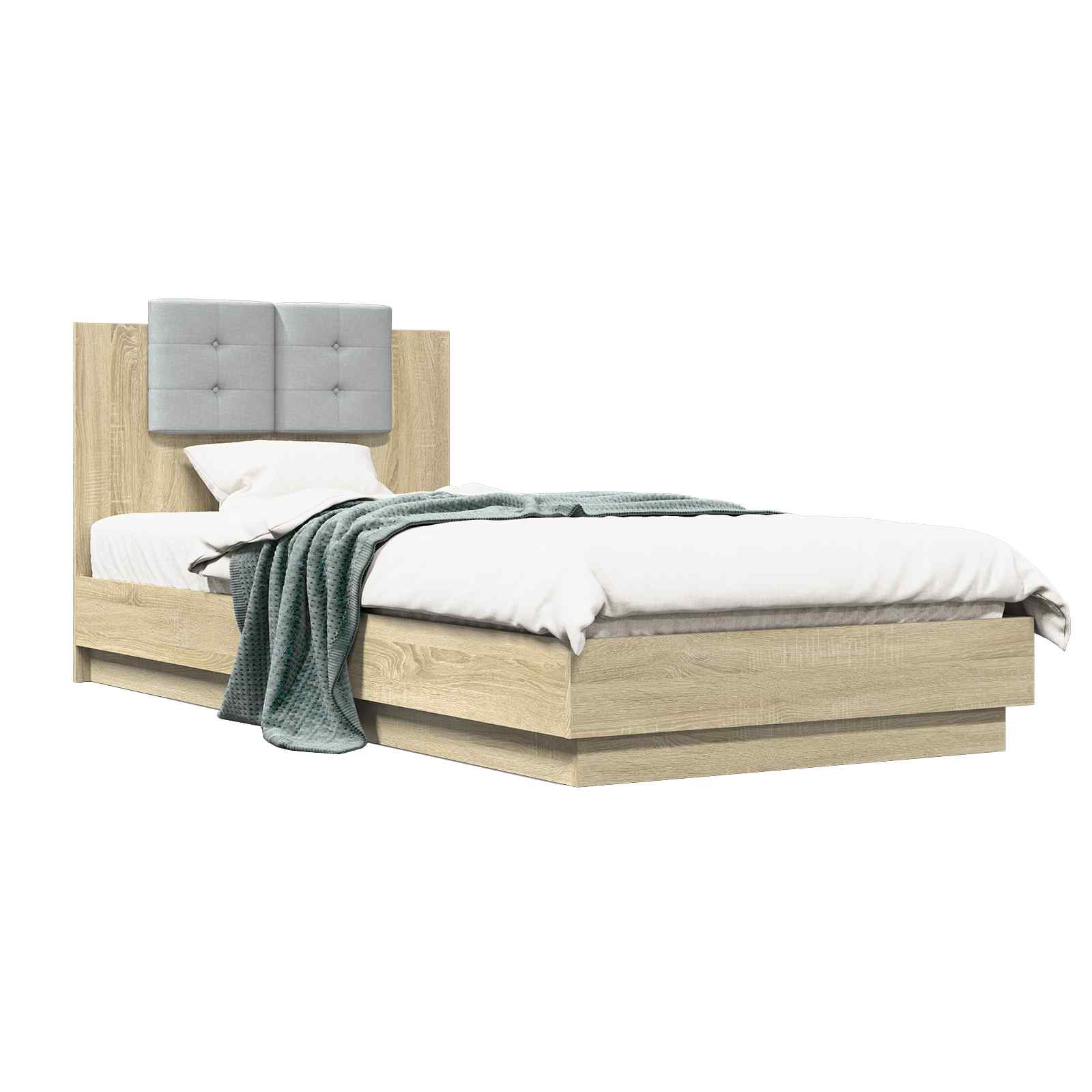 Bettgestell mit Kopfteil Grau Sonoma 180x200 cm Holzwerkstoff
